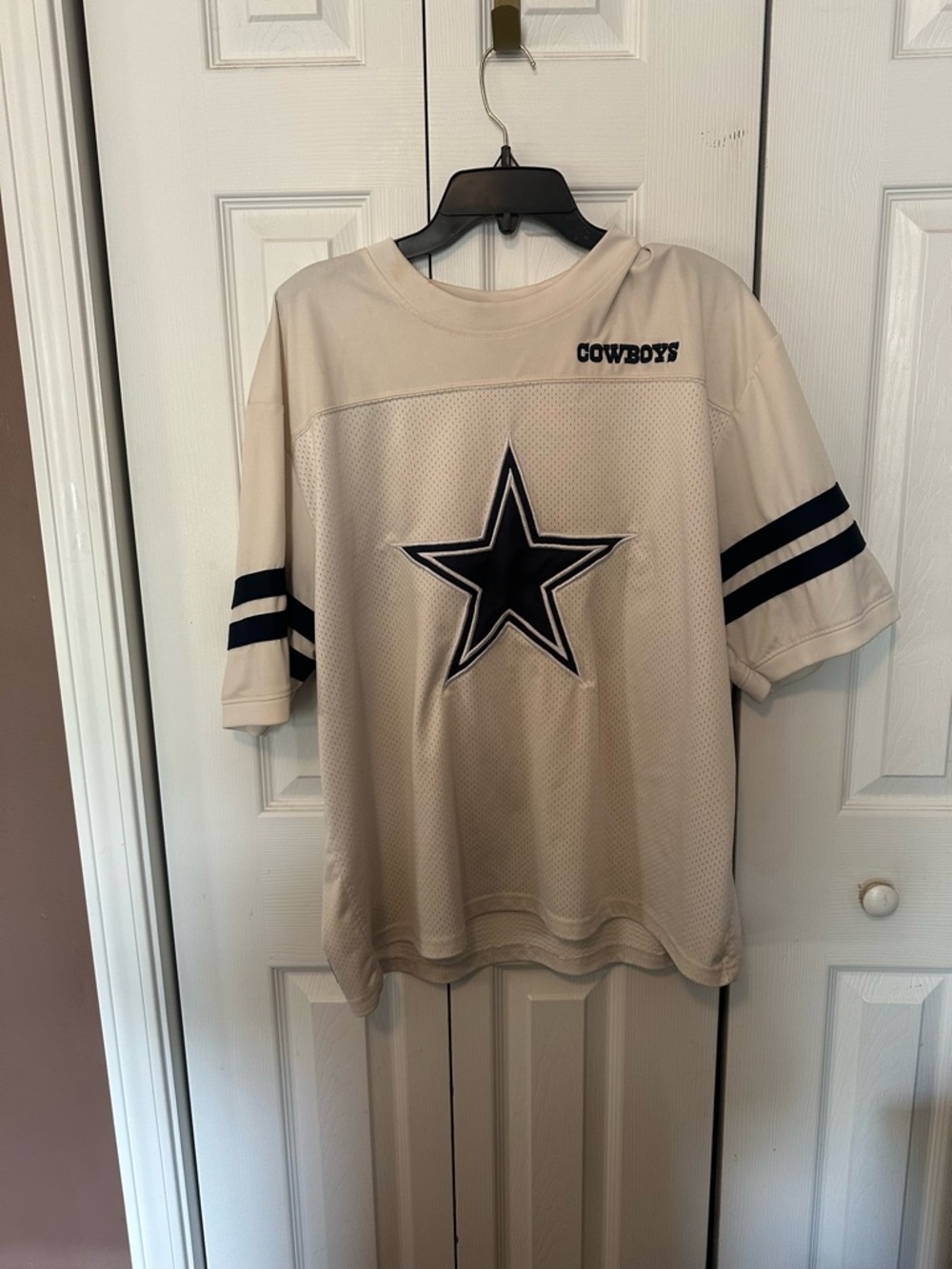 Cowboys Cream Football Jersey with Navy Star Logo
